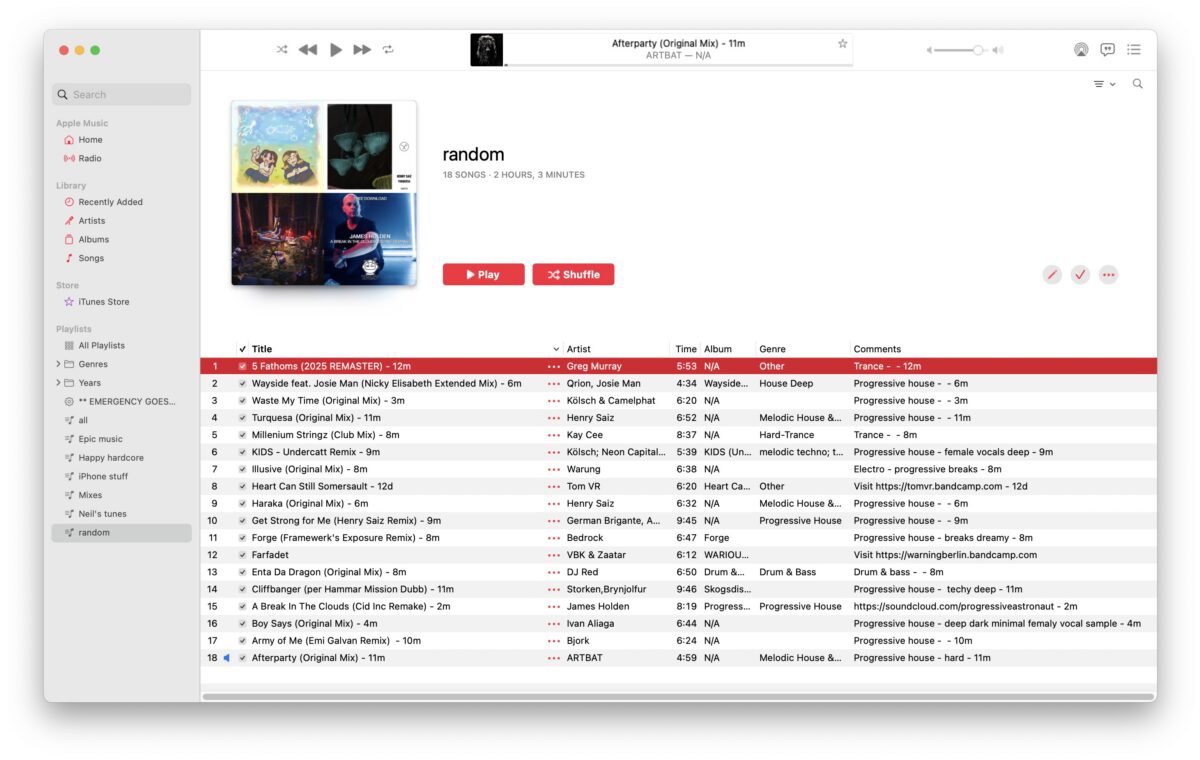 Listening to your music in an iTunes playlist