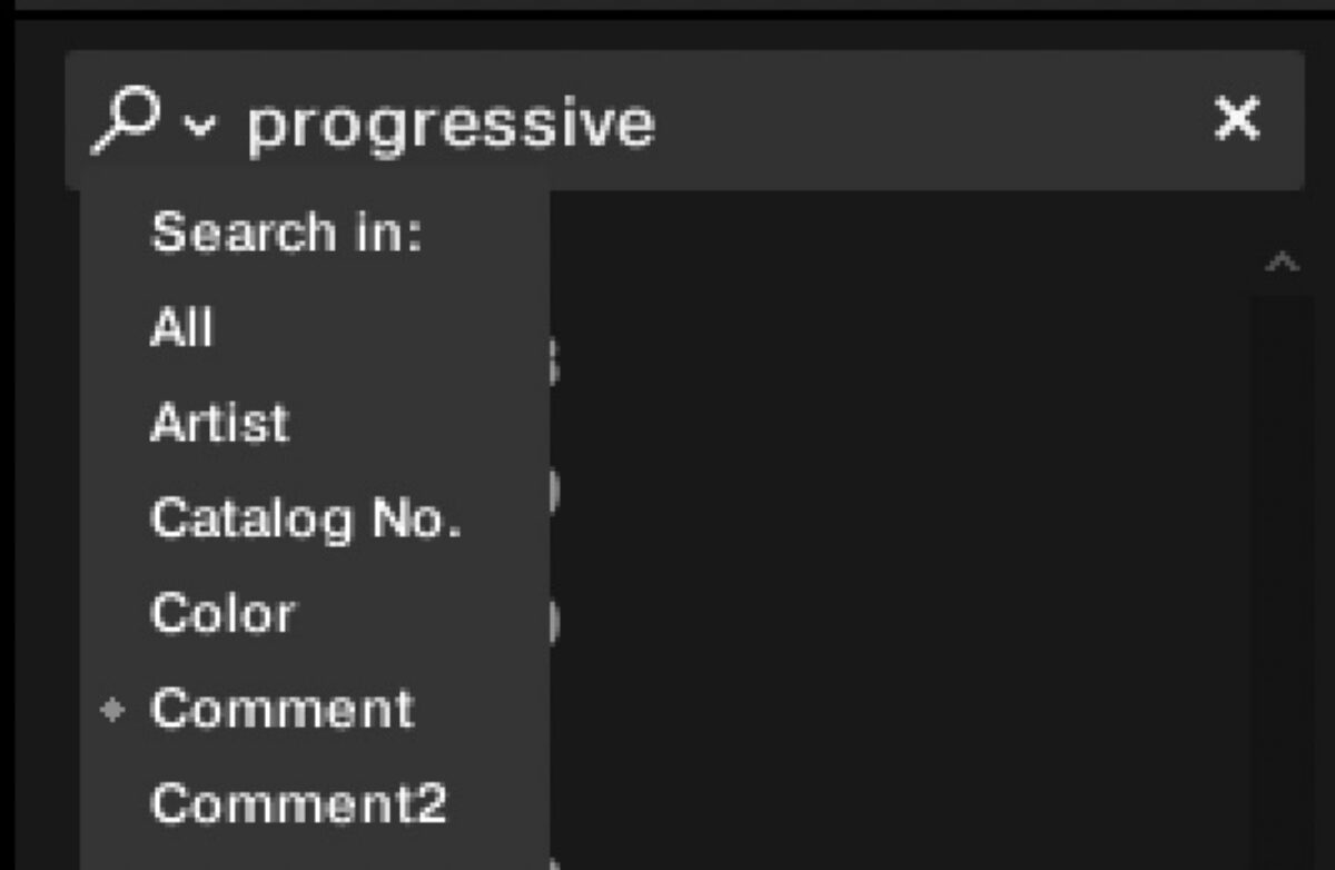 Search filter dropdown