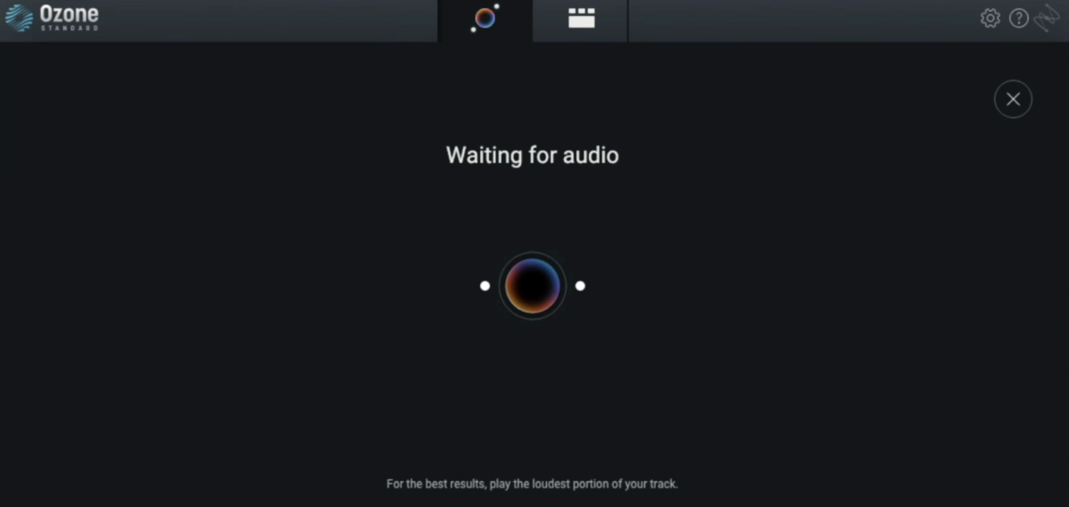 Ozone Master Assistant waiting for audio to be played