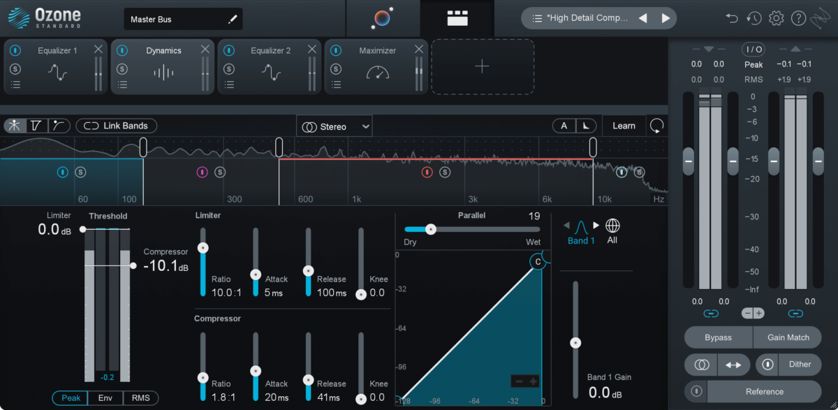 Ozone Dynamics module allows you to surgically glue your mix together and add punch and energy to your master