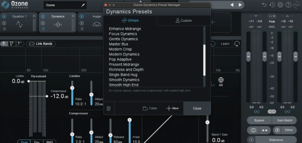 Each Ozone module has presets for you to choose from to experiment with your mastered sound