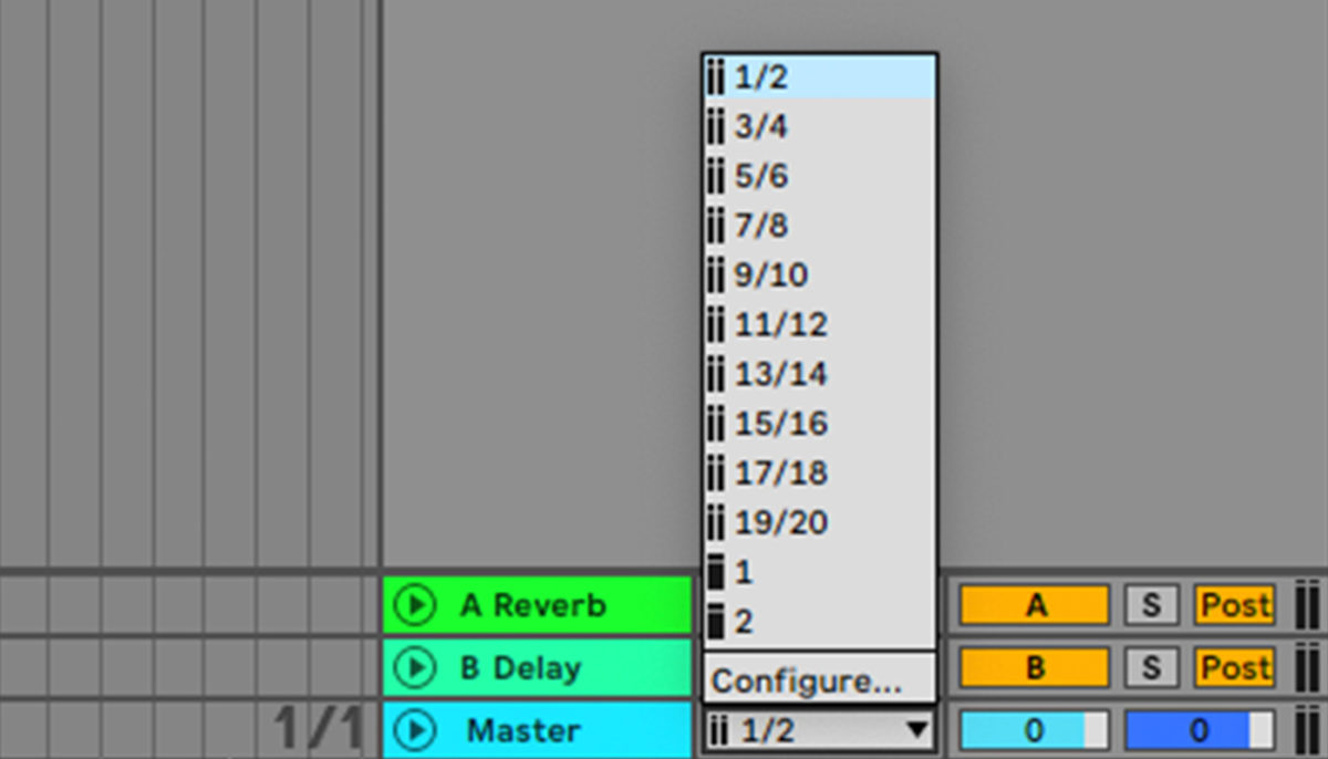 Selecting a master output in Ableton Live