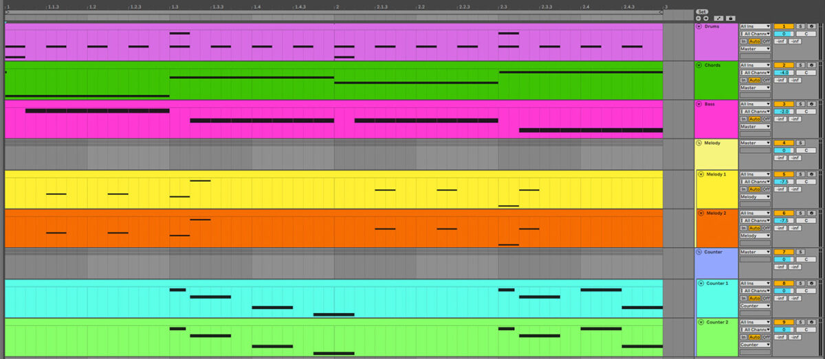 Grouping the counter-melody tracks