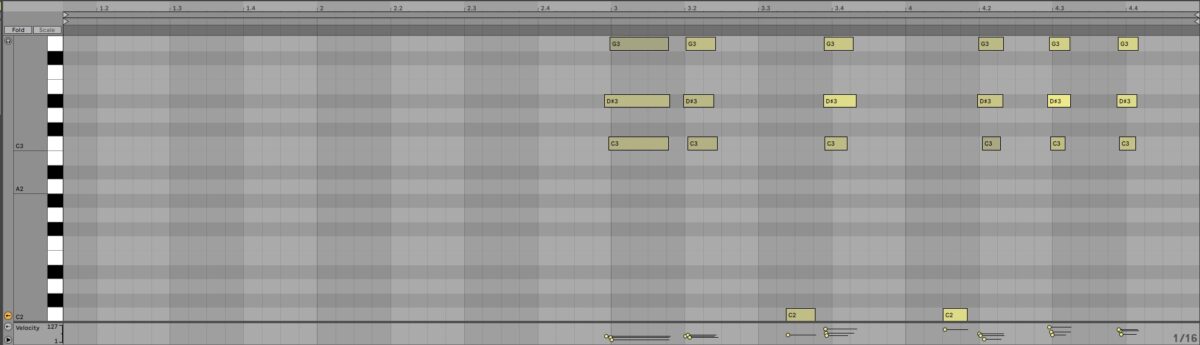 Some recorded MIDI notes