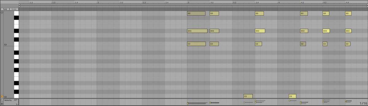 Quantized MIDI notes