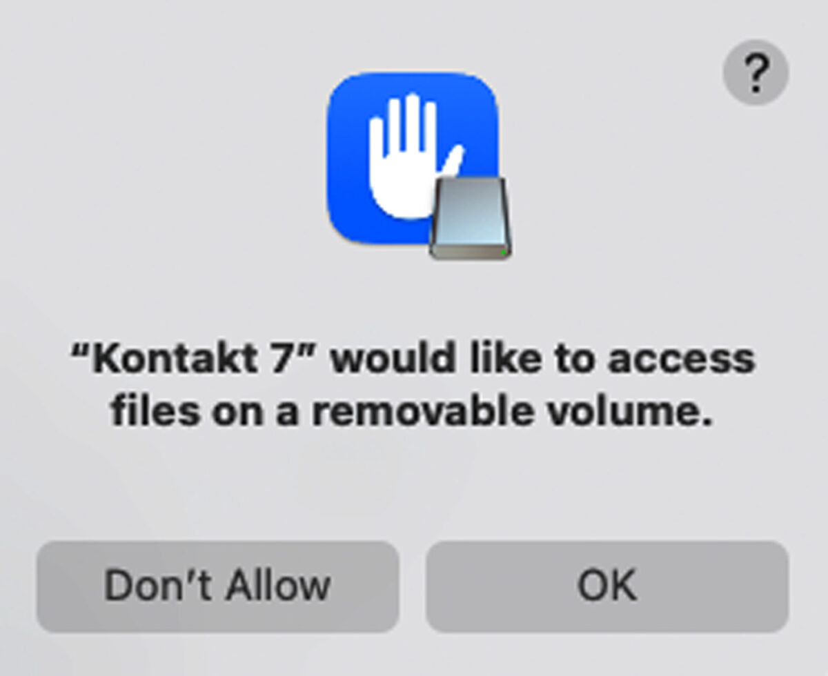 Granting Kontakt permission to access locations on your computer