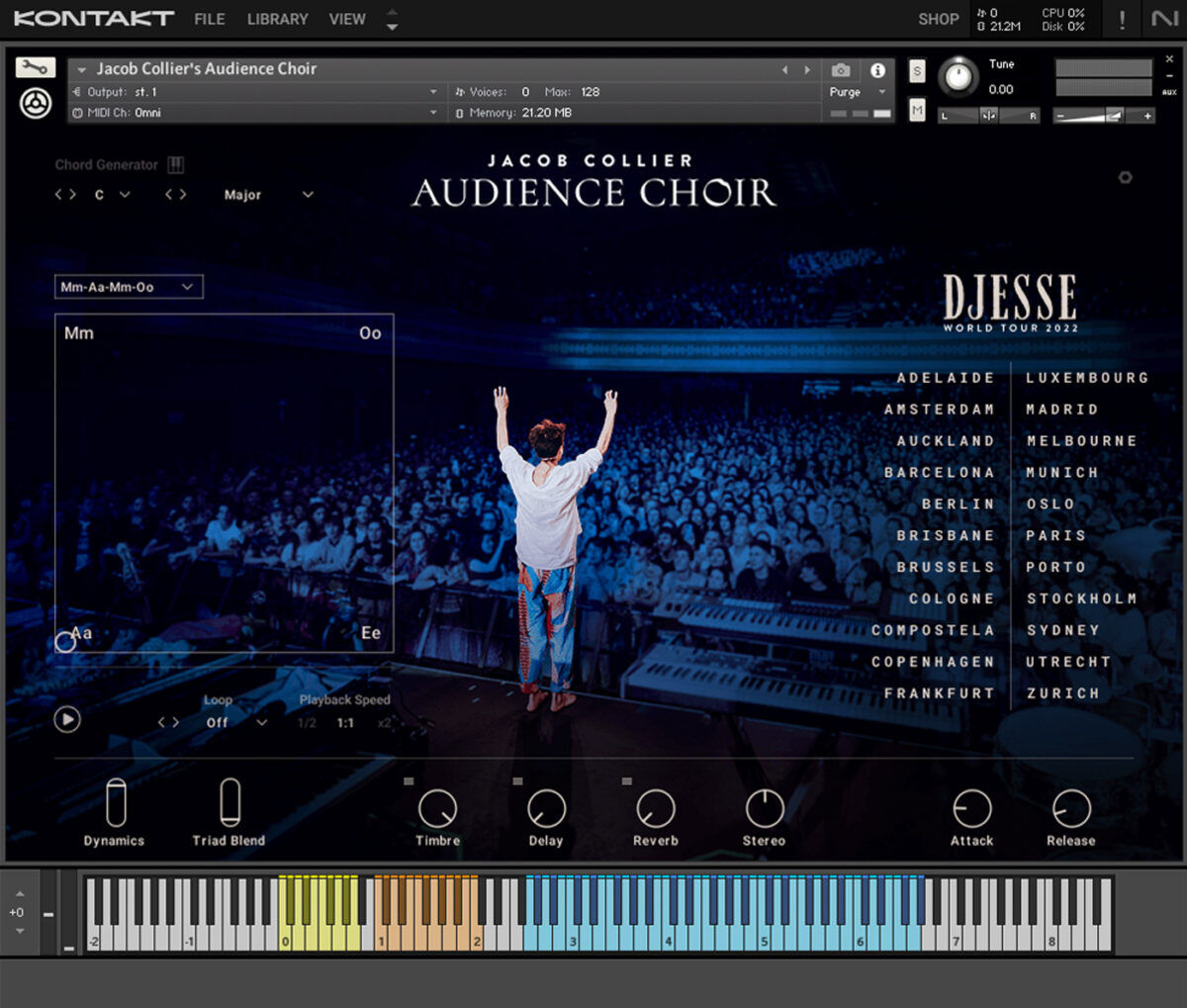 The Audience Choir interface in the Kontakt 7 plugin