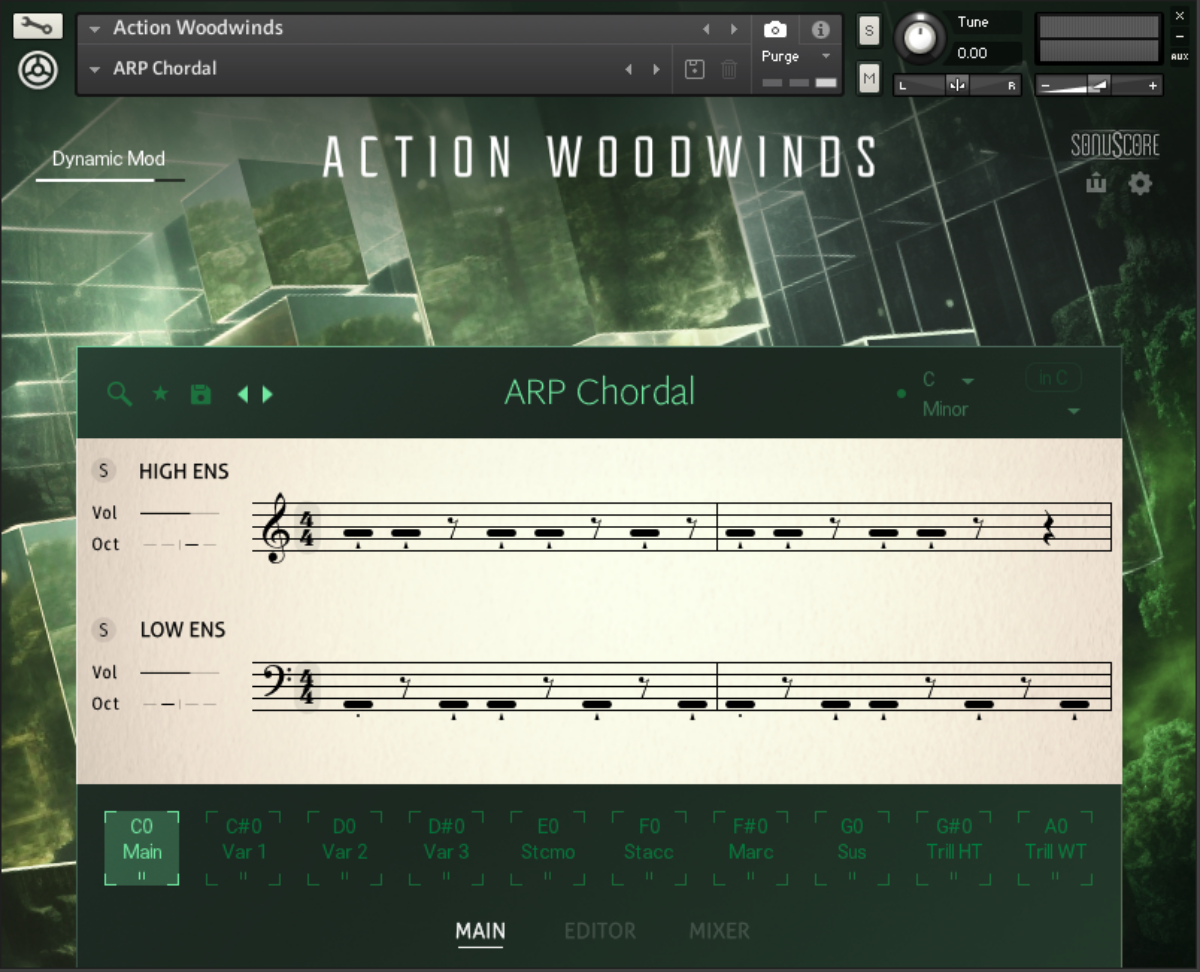 The Arp Chordal preset on Action Woodwinds