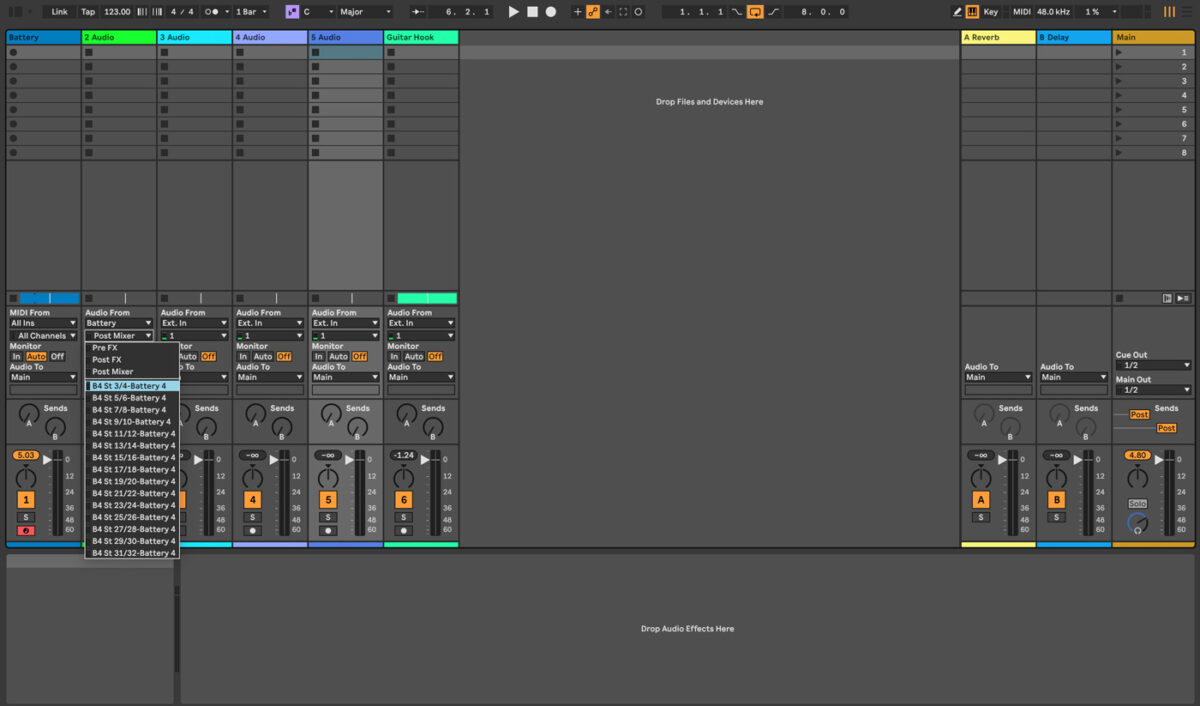 Assigning the Snare Output in Battery