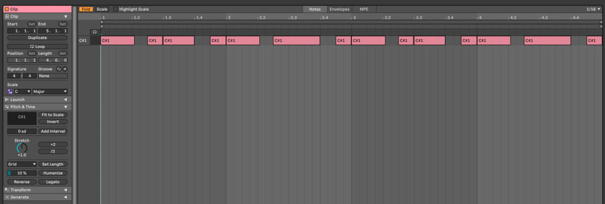 MIDI bass notes