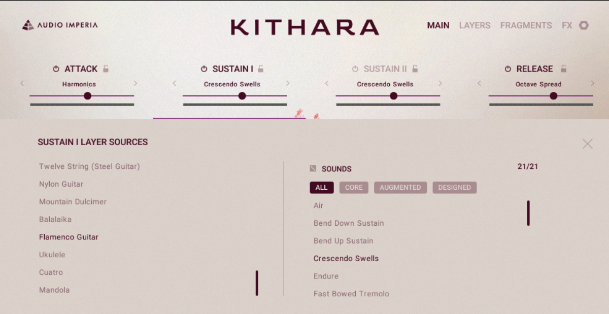 Browsing sample layers in Kithara