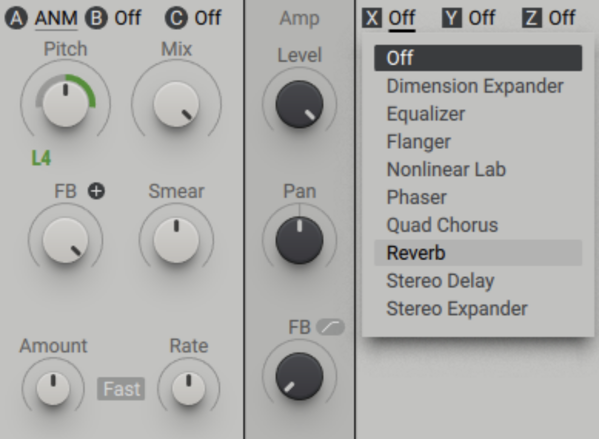 Setting a Stereo Effect to Reverb