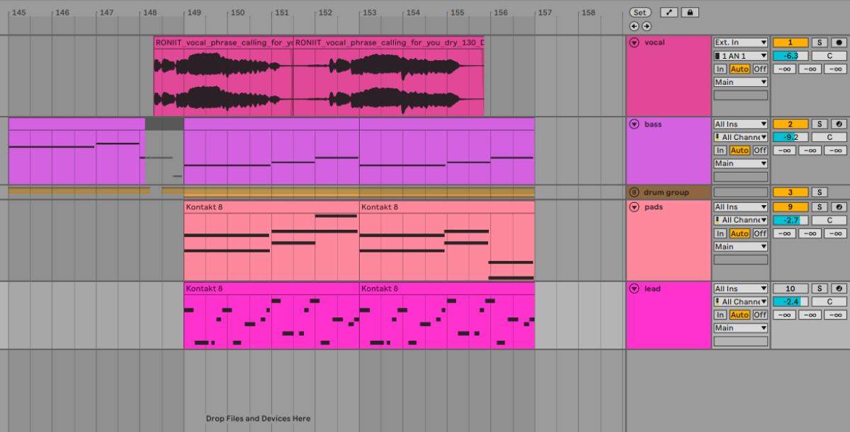 A minimized drum Group in Ableton Live