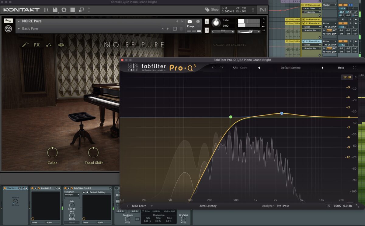 Light touches on the EQ are necessary to keep a piano sounding clean and natural