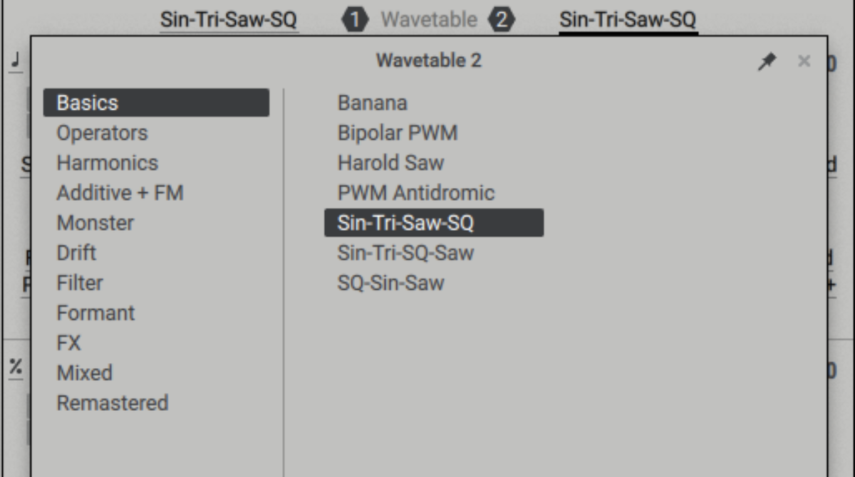 Selecting a new wavetable
