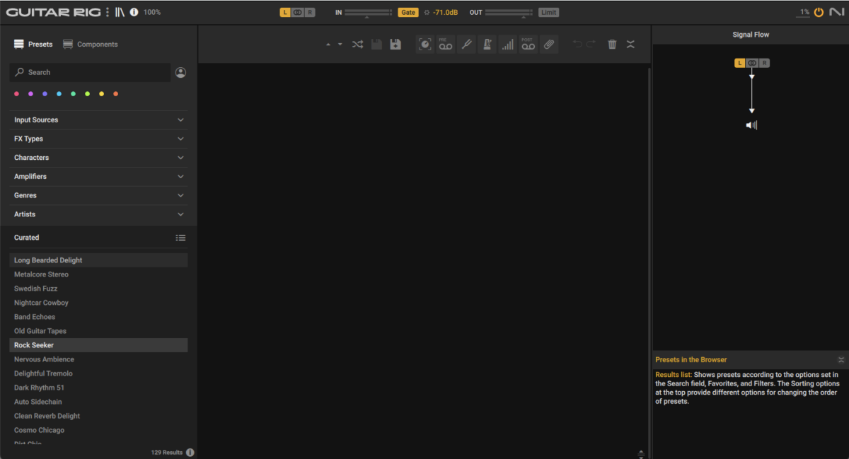 Loading the Rock Seeker preset