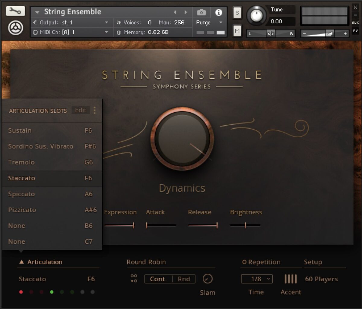 Using articulations in String Ensemble