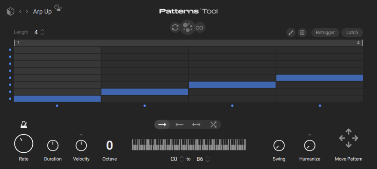 The Patterns Tool panel