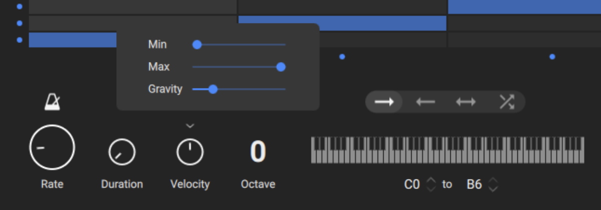 The Velocity and Octave parameters