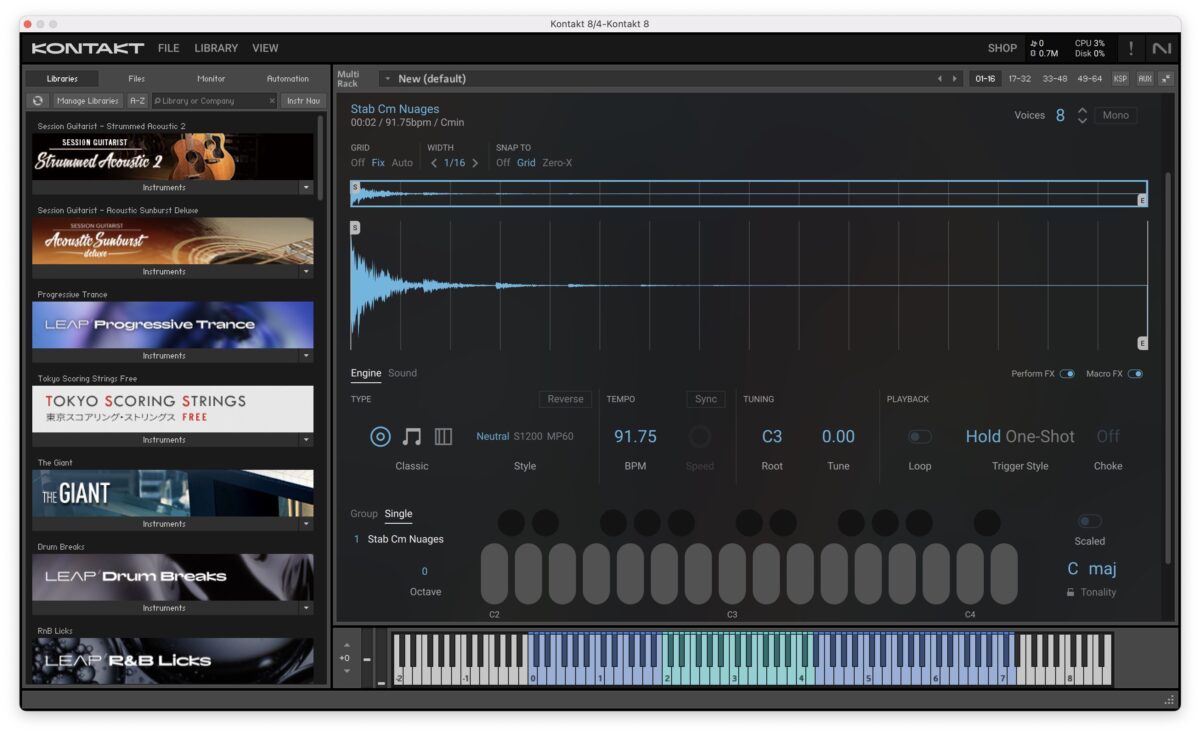 Using your own sample to create a chord progression with Leap