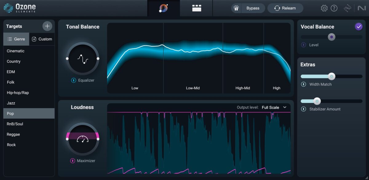 Ozone Elements listens to your track and suggests loudness levels to add polish to your sound