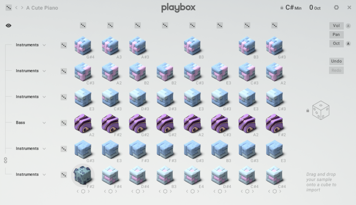 The Samples page with randomisation buttons