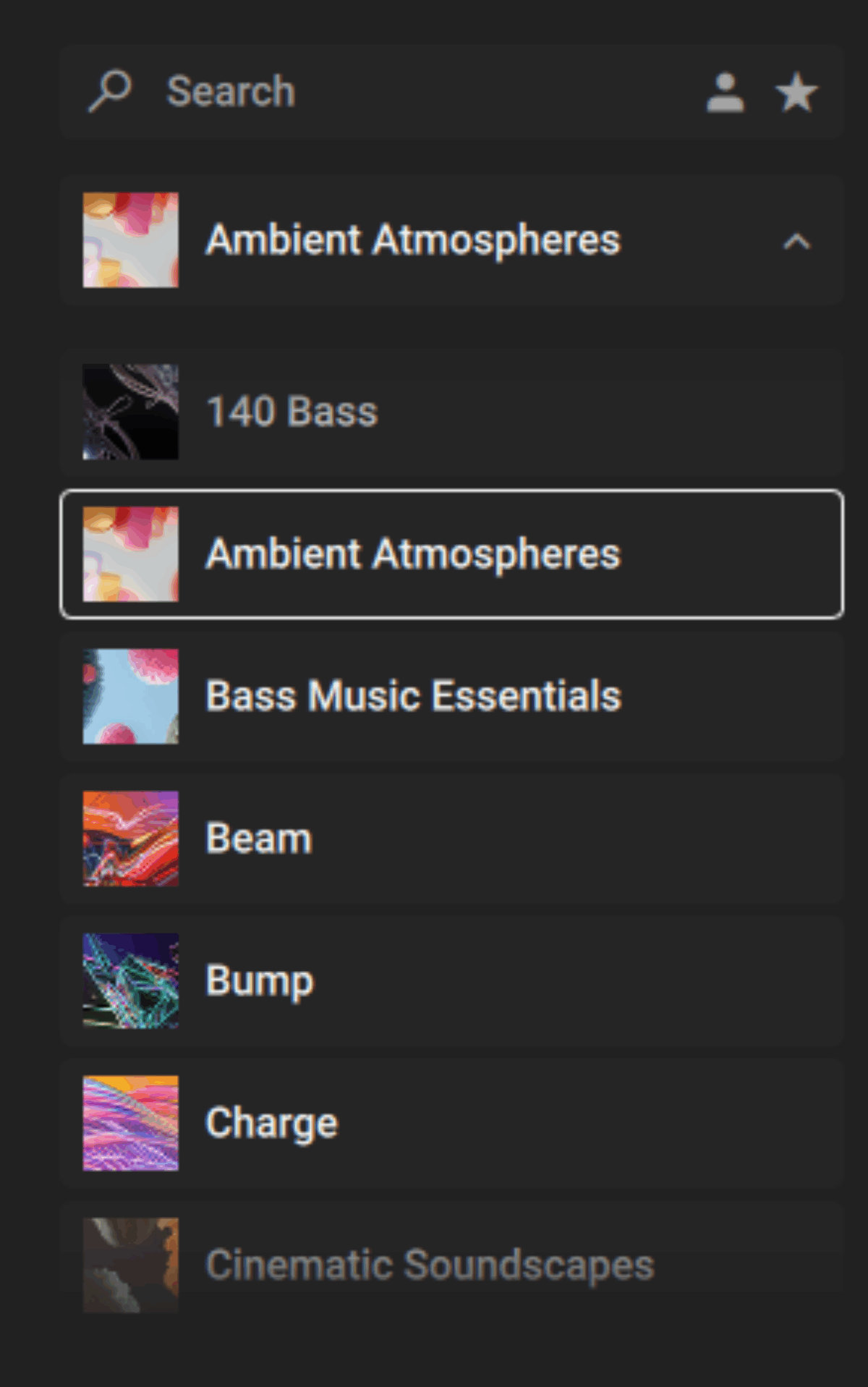 The preset selector gives you a quick glance at groups of sounds that will perfectly fit your track