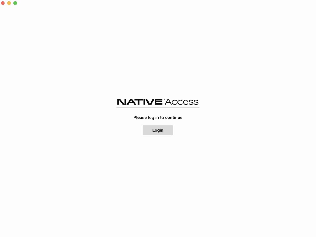 Native Access login screen