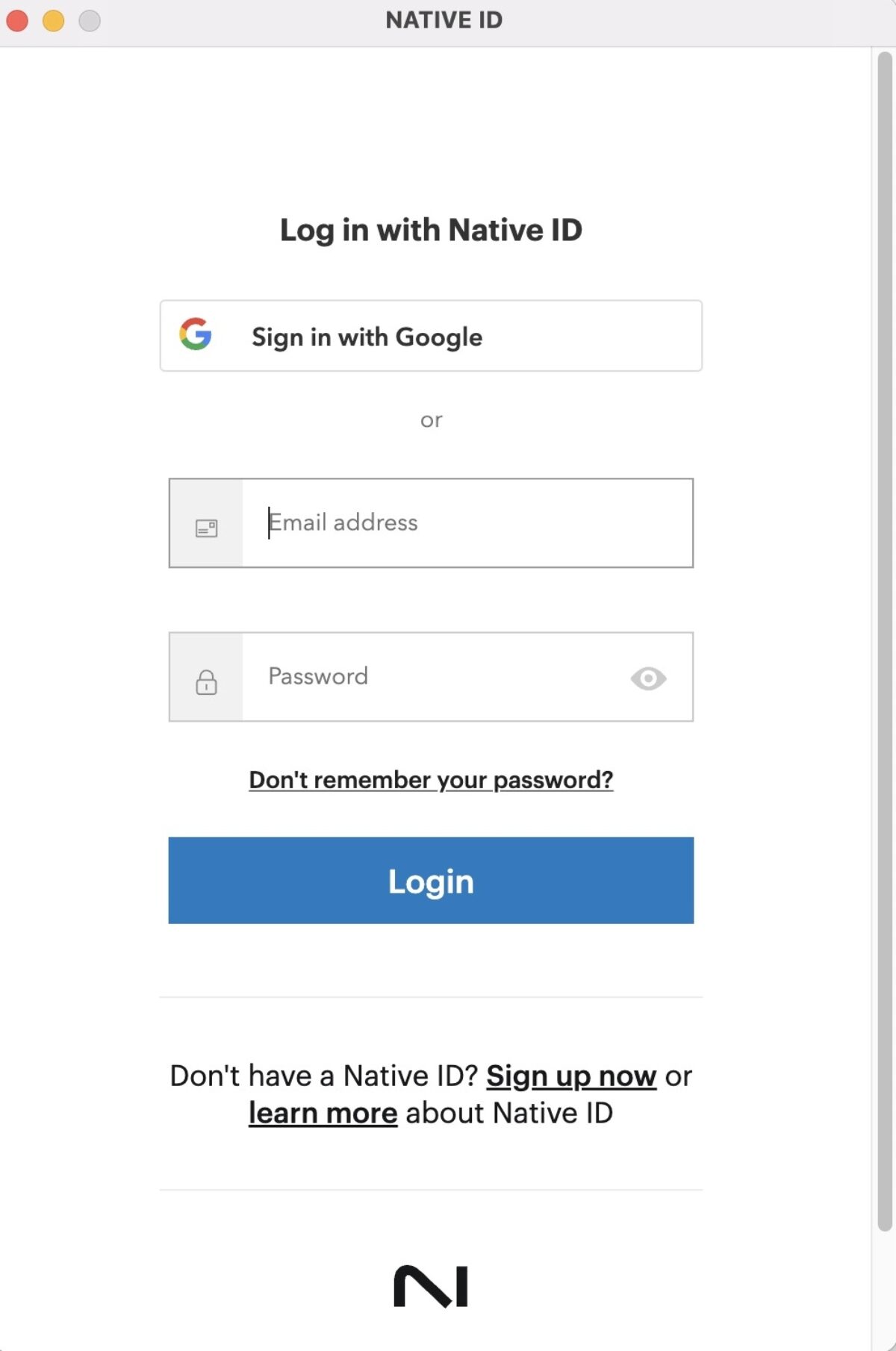 Native ID login
