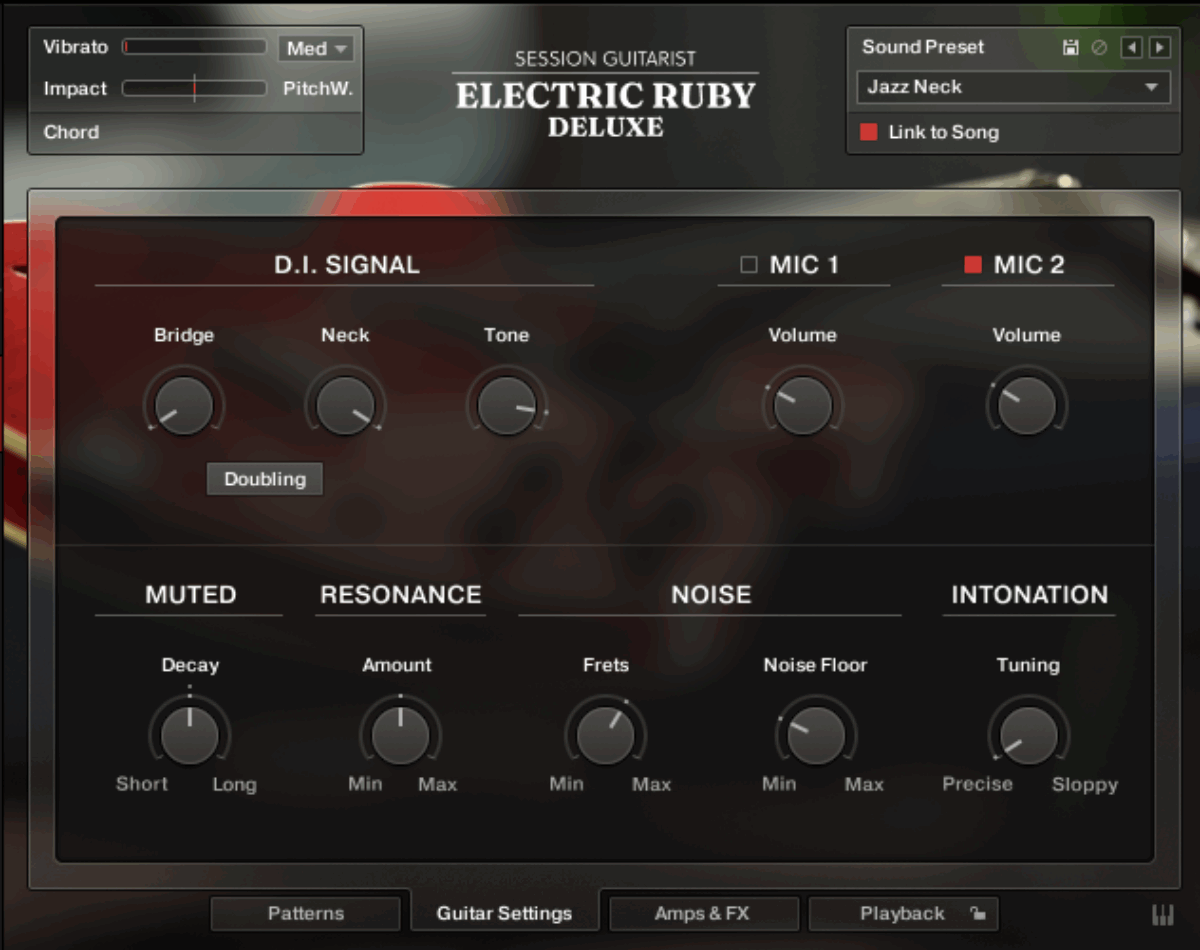 The Guitar Settings Page