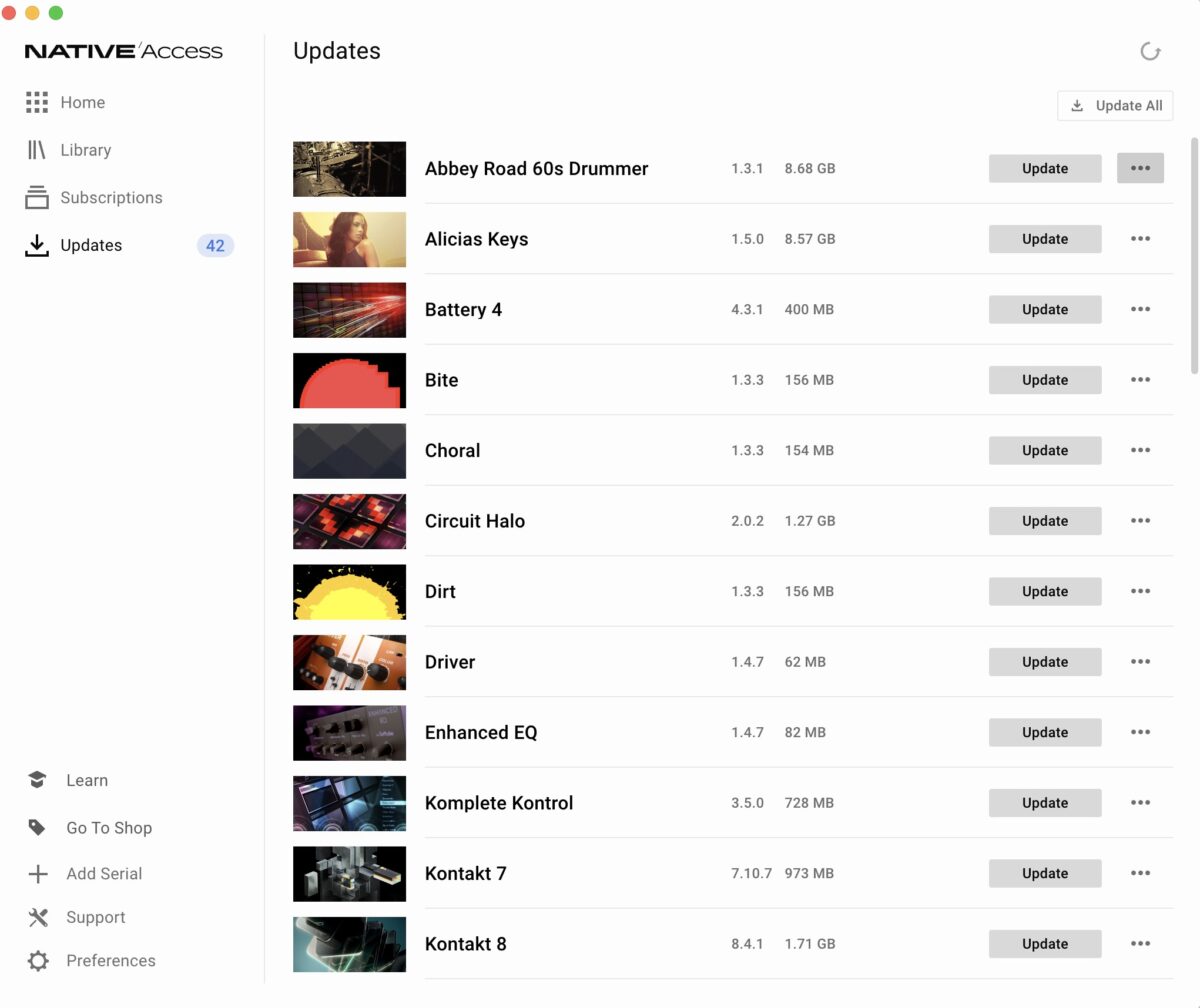 Update your products in Native Access