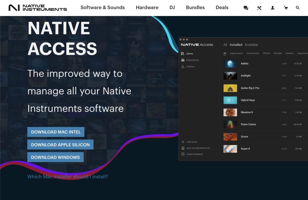 Download Native Access from the NI site