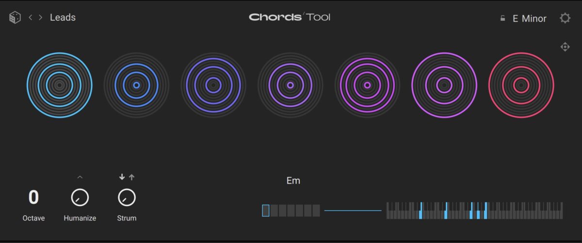 The Leads preset on the Chords Tool features seven diatonic chord voicings