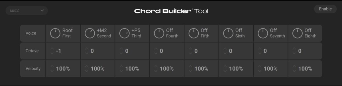 The Chord Builder Tool allows deep harmonic customization