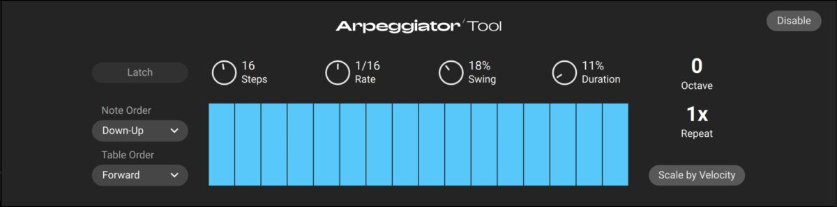 Create custom arpeggiated patterns with the Arpeggiator Tool