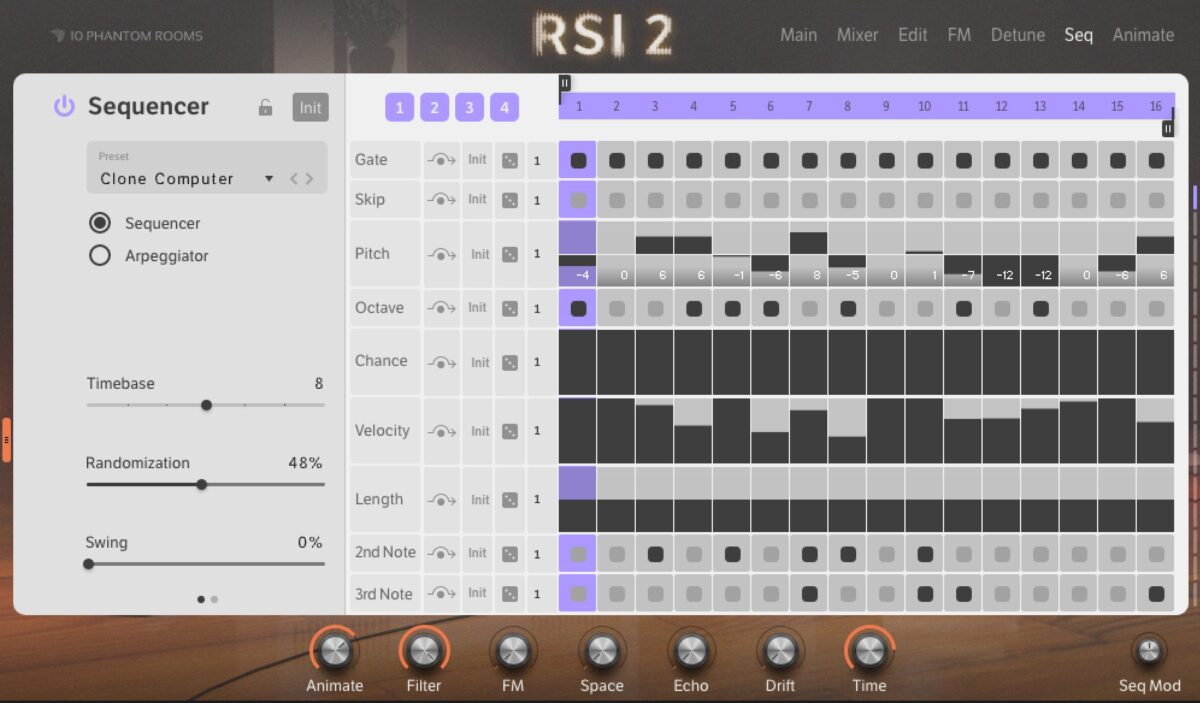 Sequencer page in RSI 2