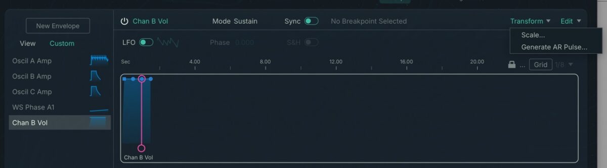 Selecting Generate AR pulse