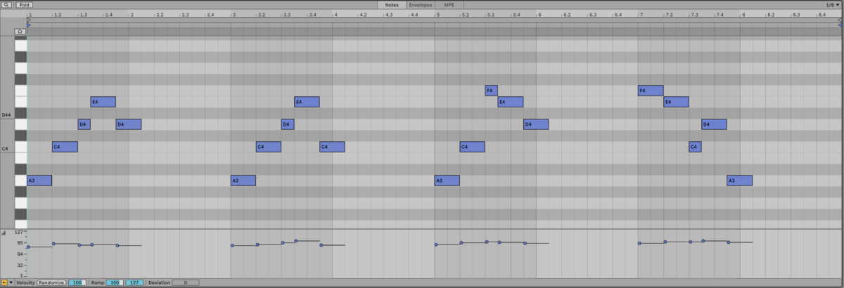 Varying the notes’ velocity