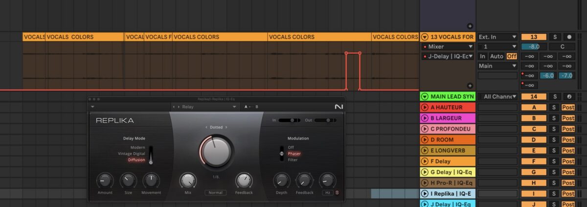 Replika used as a return FX on a vocal to give it space and relief